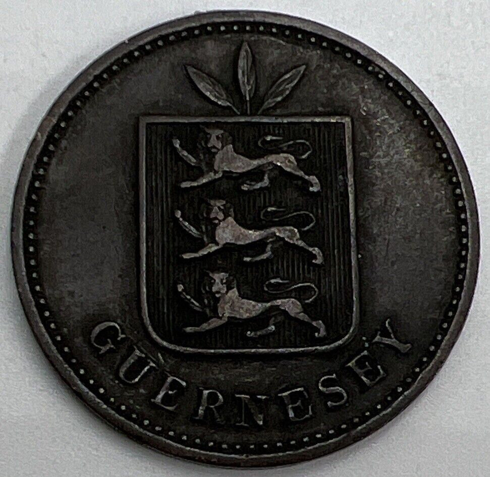 1889 - H Guernsey 4 Doubles | British Copper Coin | Collectable Grade | a604