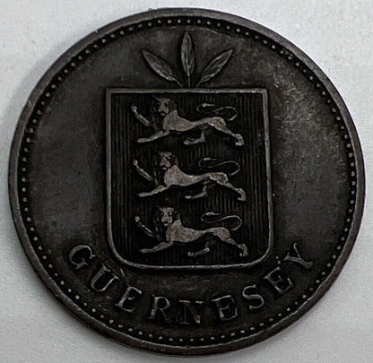 1889 - H Guernsey 4 Doubles | British Copper Coin | Collectable Grade | a604