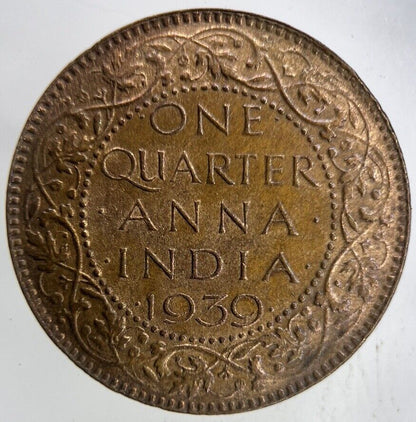 1939 India 1/4 Quarter Anna Coin | Fine Collectable Grade