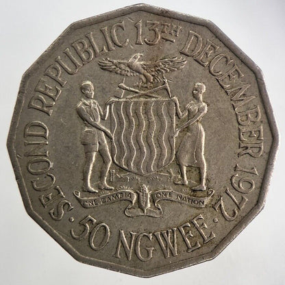 1972 Zambia Africa 50 Ngwee Coin | Fine Collectable Grade