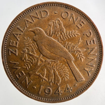 1944 New Zealand One Penny Coin | Very High Grade
