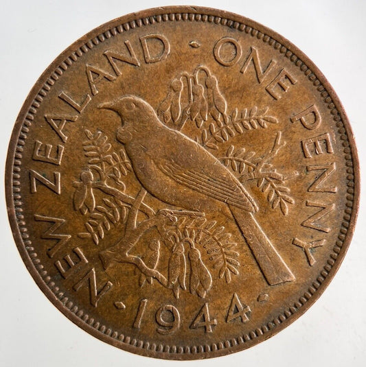1944 New Zealand One Penny Coin | Very High Grade
