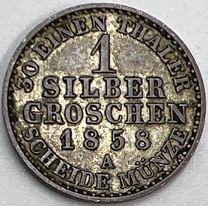 1858 A Germany Silver Groschen Silver Coin | Collectable Grade | a082
