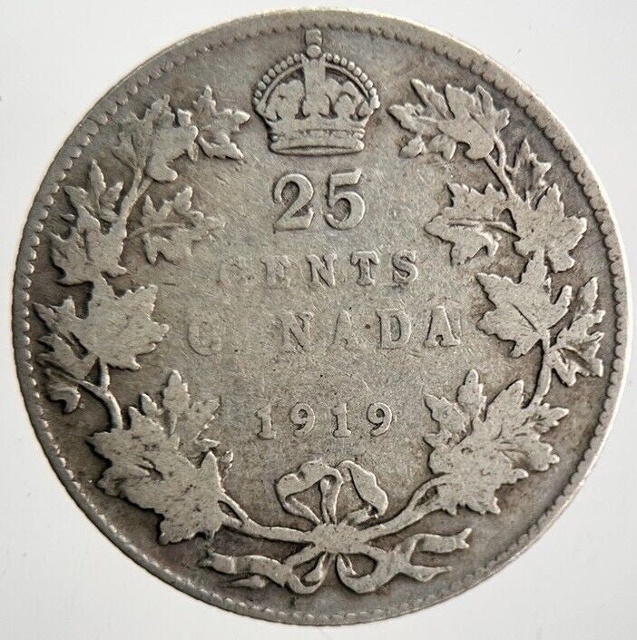 1919 Canada 25 Cents Silver Coin | Collectable Grade | a4676