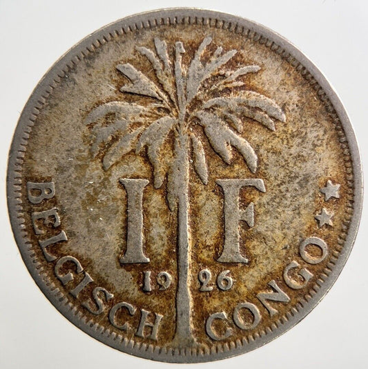 1926 1 One Franc Belgian Congo Coin | Fine Collectable Grade | a2472