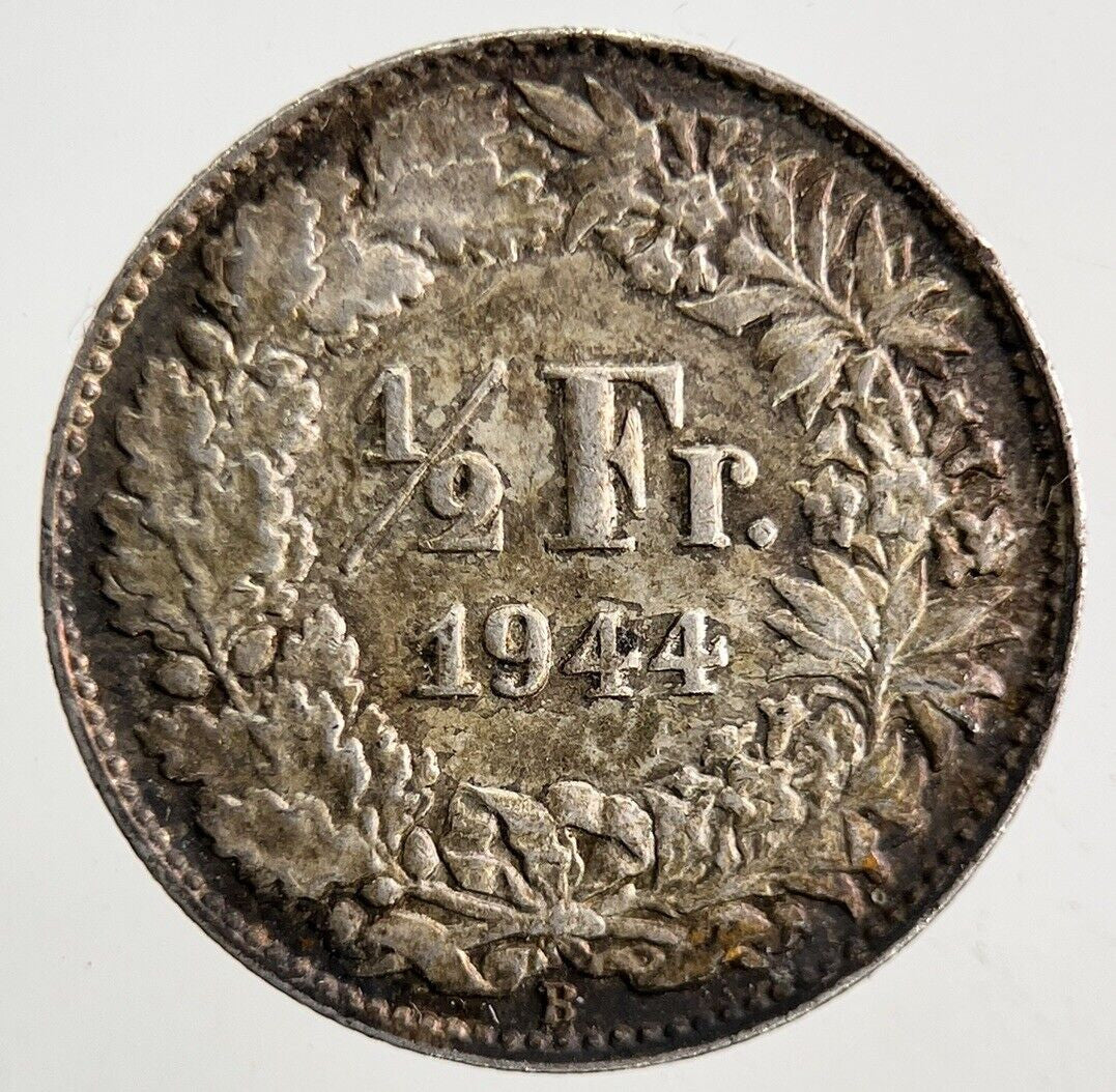 1944 Switzerland Swiss 1/2 Half Franc Silver Coin | Very High Grade