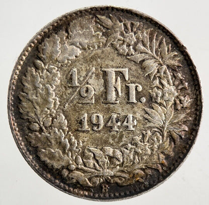 1944 Switzerland Swiss 1/2 Half Franc Silver Coin | Very High Grade