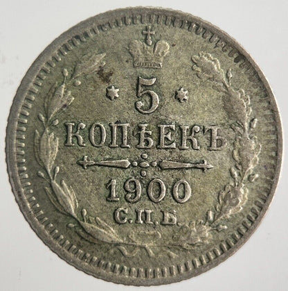 1900 Russia 5 Kopek Silver Coin | Very High Grade | a4372
