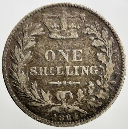 1884 Victoria Shilling | British Silver Coin | Fine Collectable Grade | a1021