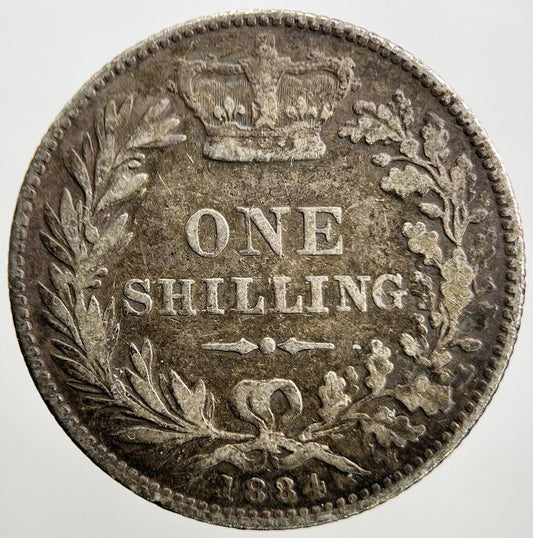 1884 Victoria Shilling | British Silver Coin | Fine Collectable Grade | a1021