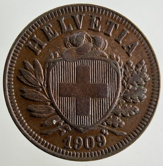 1909 Switzerland Swiss 2 Rappen Coin | Very High Grade