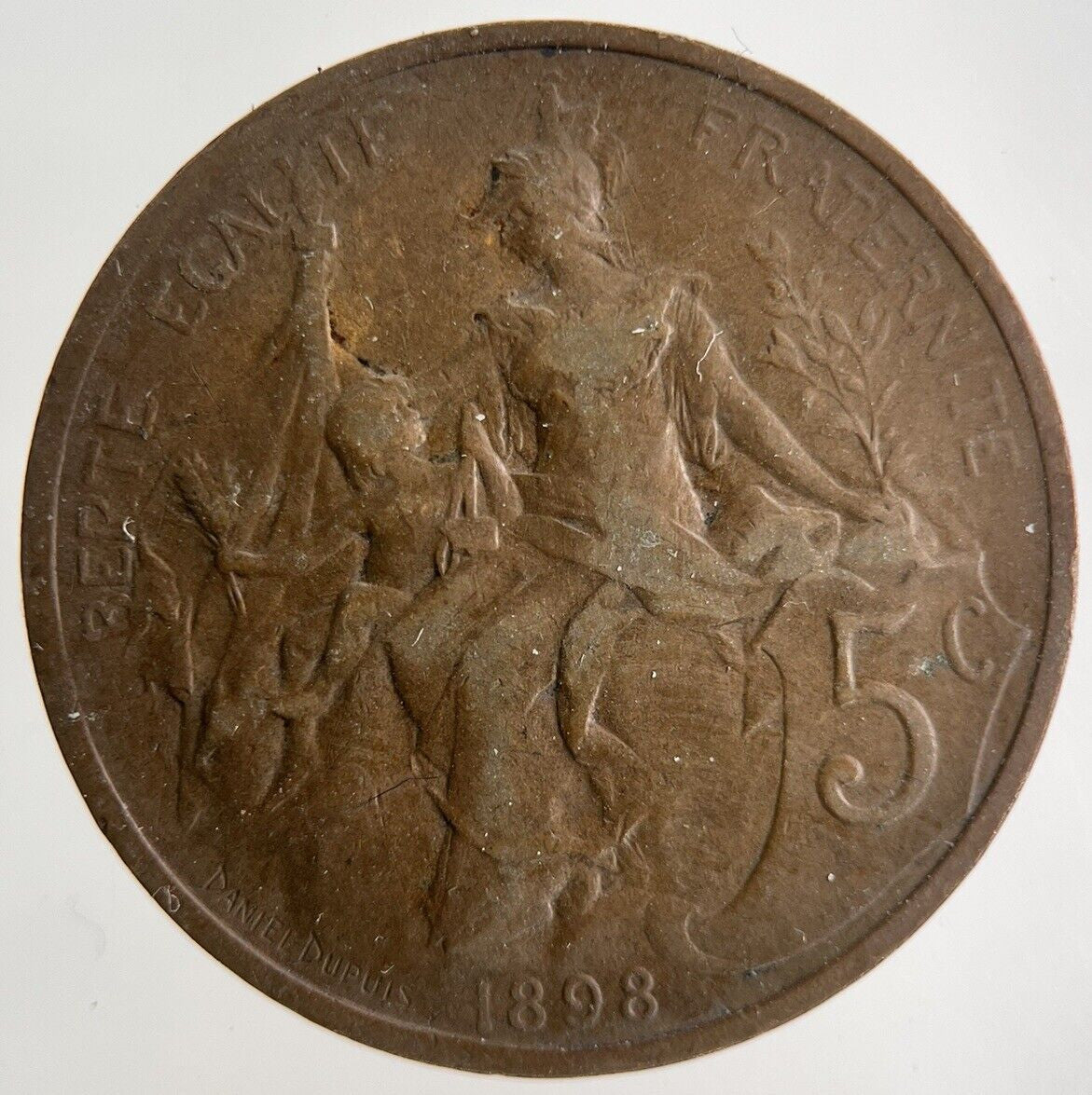1898 France 5 Centimes Coin | Fine Collectable Grade