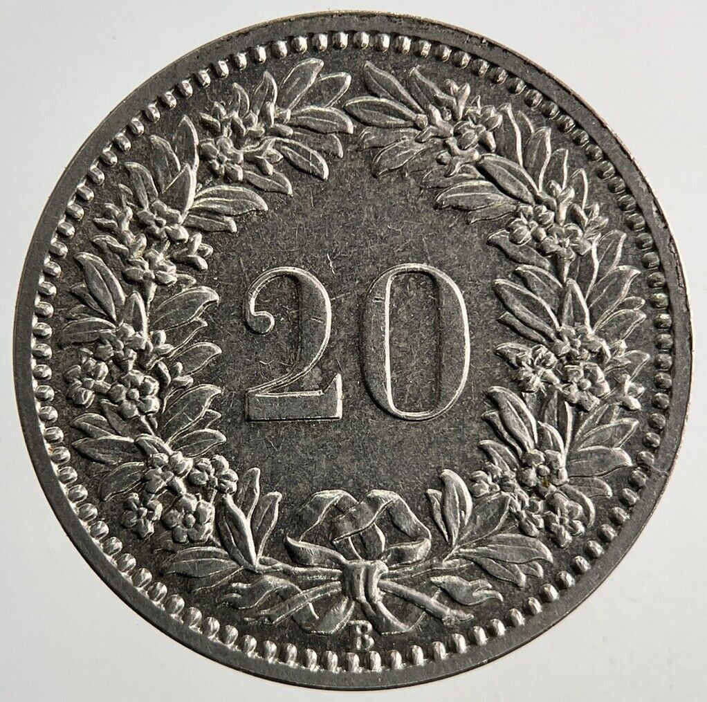 1885 Switzerland Swiss 20 Rappen Coin | Fine Collectable Grade