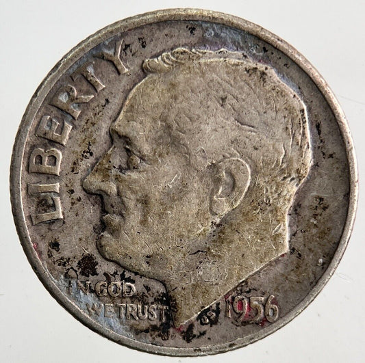 1956 - D US USA Roosevelt One Dime Silver Coin | Collectable Grade