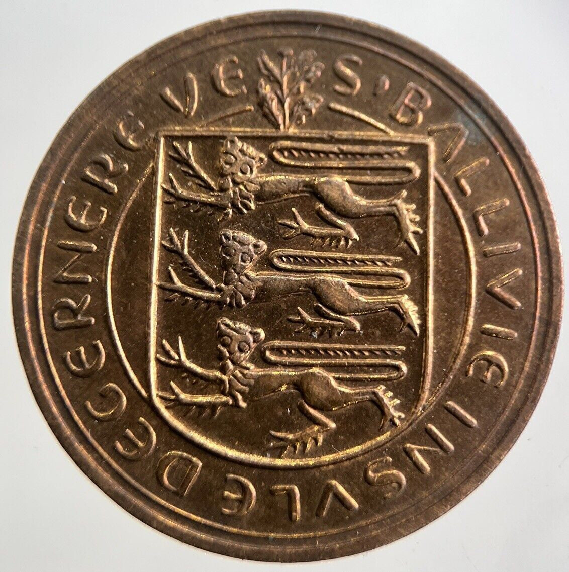 1959 Guernsey 8 Doubles Coin | Very High Grade | a7607