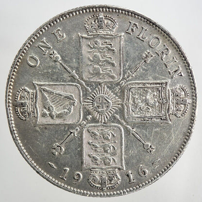 1916 George V Florin British Silver Coin | Very High Grade | a9088