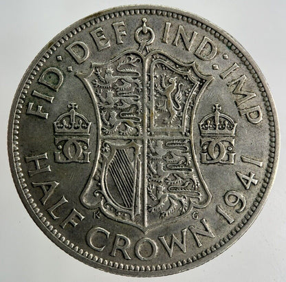 1941 George VI Half - Crown Silver Coin | Fine Collectable Grade