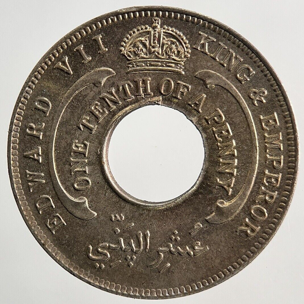 1908 West Africa 1/10th One Tenth Penny Coin | Very Fine Grade