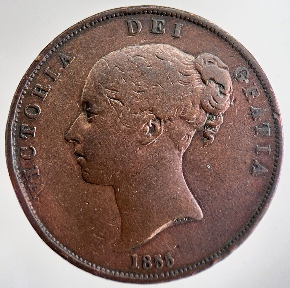 1855 Victoria One Penny Coin | Fine Collectable Grade | a8591