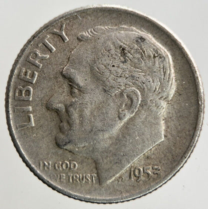 1953 - D US USA Roosevelt One Dime Silver Coin | Collectable Grade