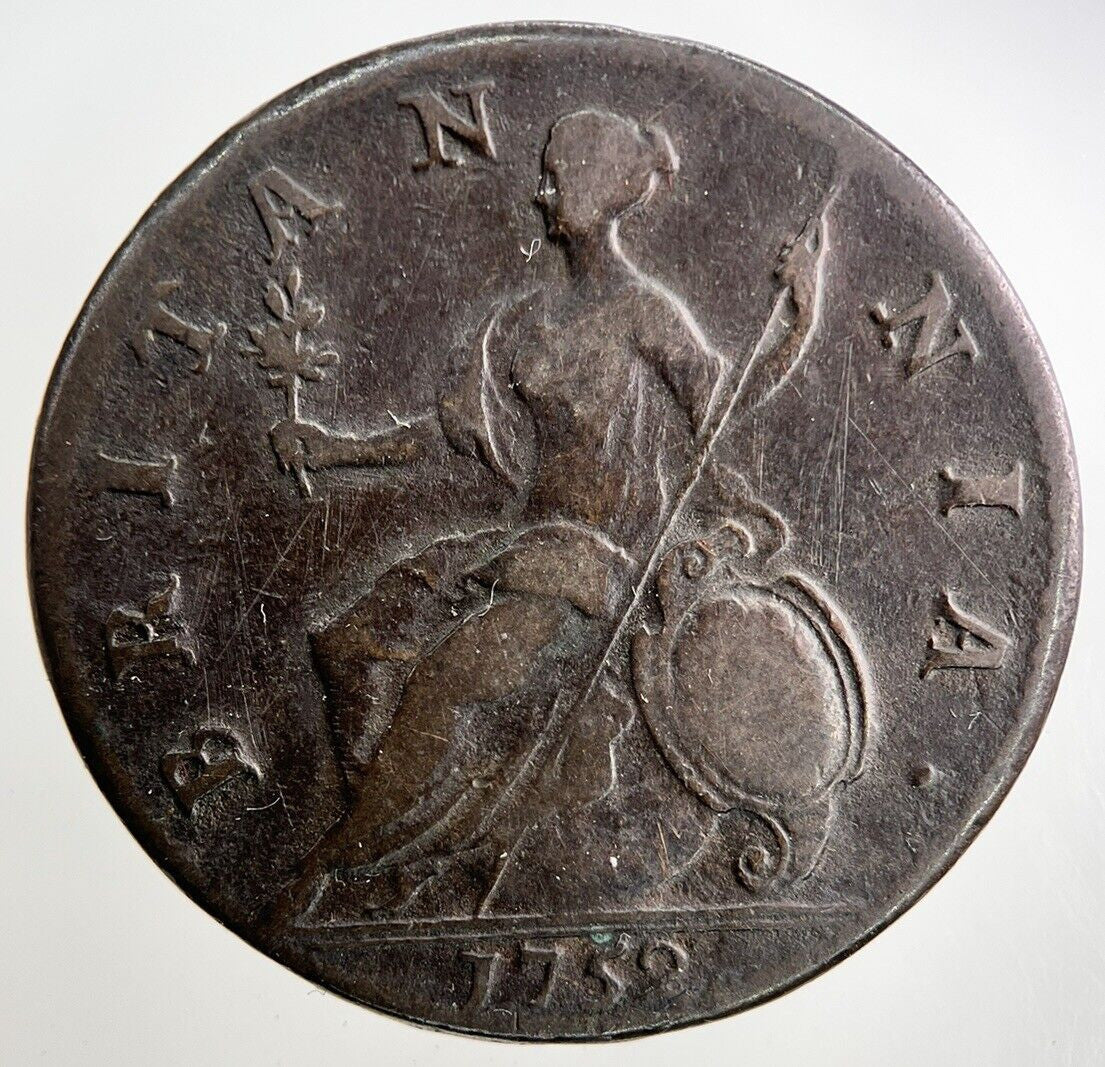 1752 George II 2nd Half-Penny Coin | Fine Collectable Grade