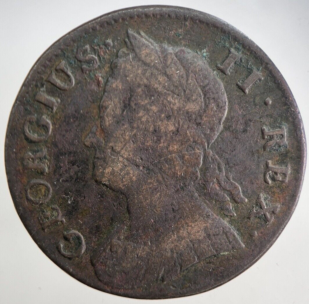 1745 George 2nd II Half-Penny British Coin | Fine Collectable Grade | a5743