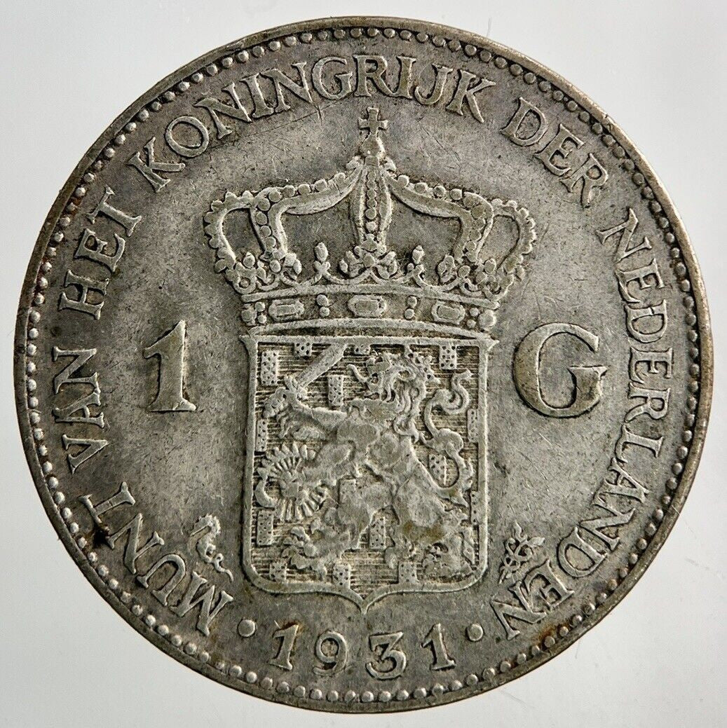 1931 Netherlands 1 Gulden Silver Coin | Fine Collectable Grade