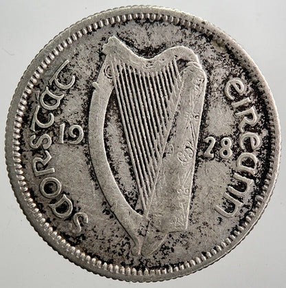 1928 Irish Shilling Bull Silver Coin | Fine Collectable Grade | a7971