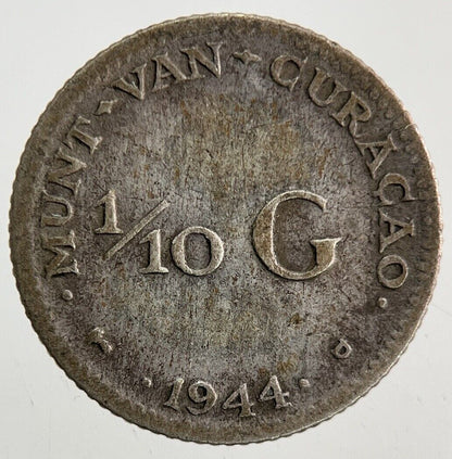 1944 Netherlands 1/10 Gulden Silver Coin | Fine Collectable Grade