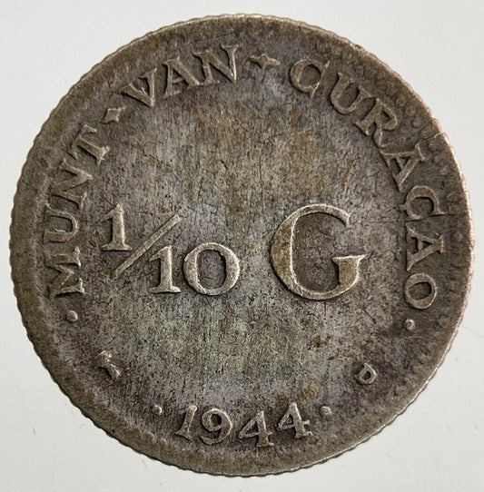 1944 Netherlands 1/10 Gulden Silver Coin | Fine Collectable Grade