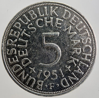 1951 - F Germany 5 Mark Silver Coin | Very High Grade | a7743