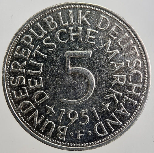 1951 - F Germany 5 Mark Silver Coin | Very High Grade | a7743