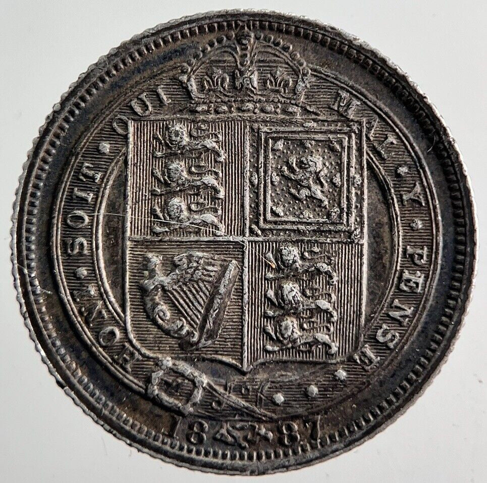 1887 Victoria Sixpence Silver Coin | Very High Grade