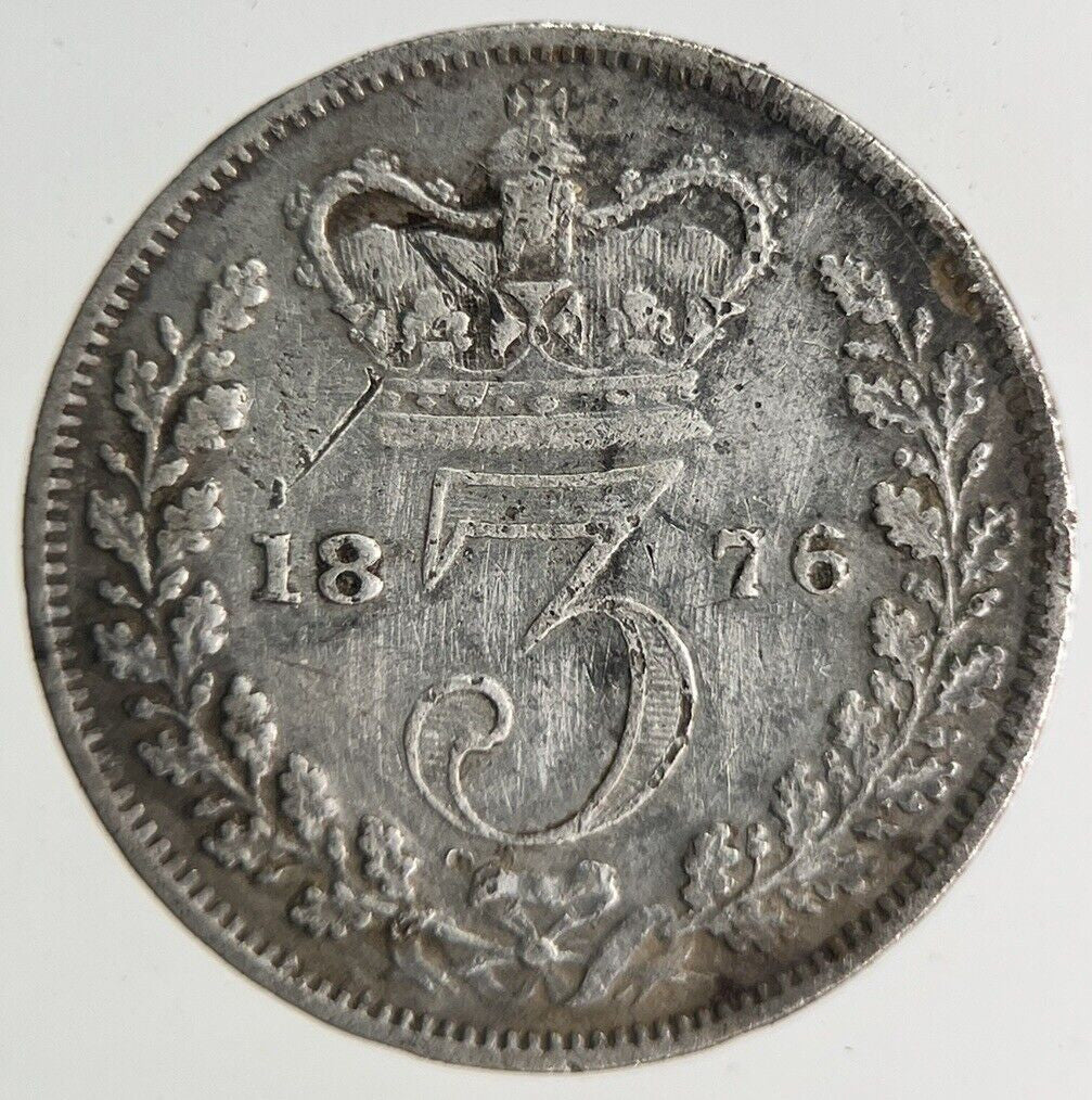 1876 Victoria Threepence Silver Coin | Fine Collectable Grade