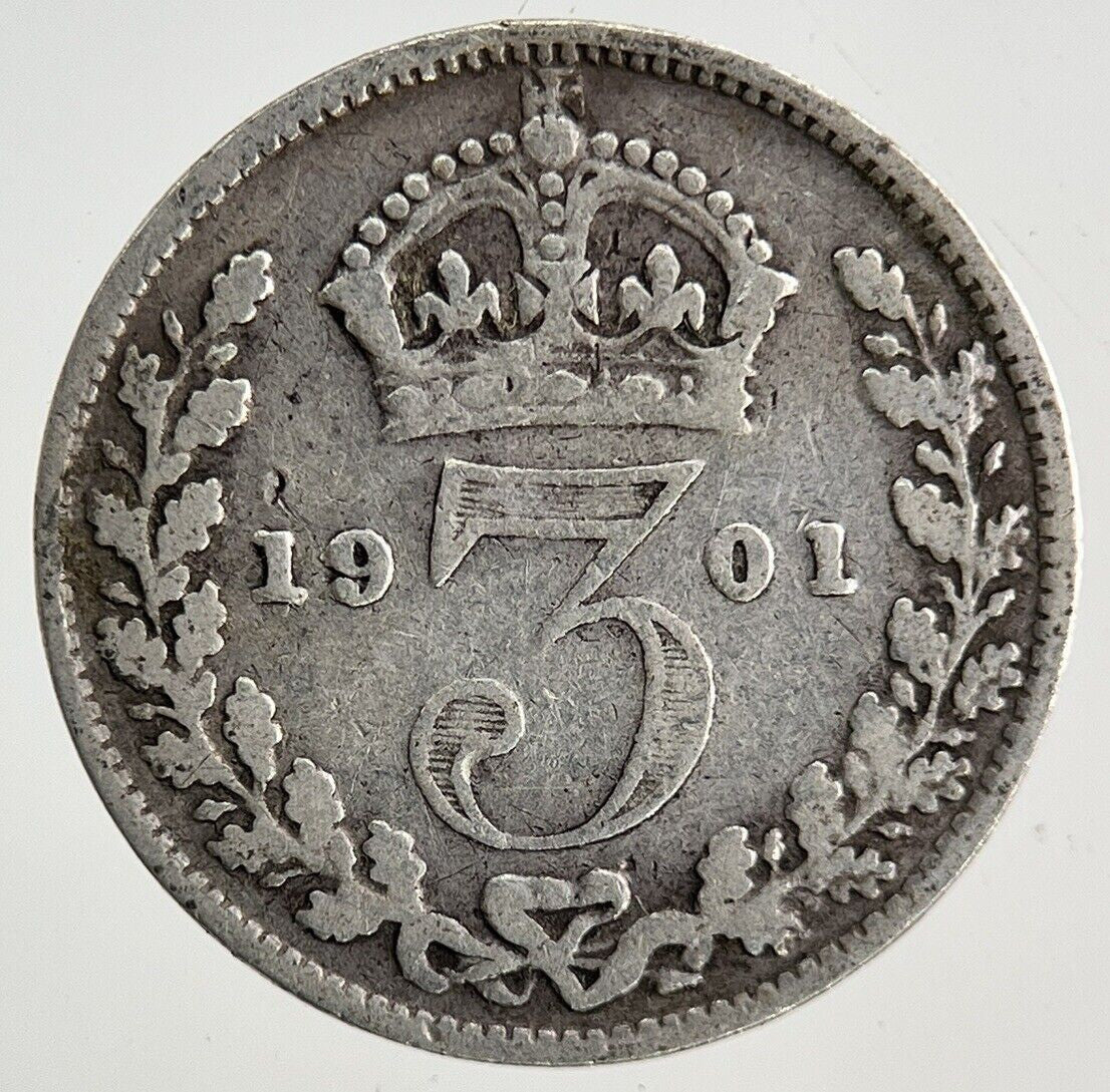 1901 Victoria Threepence Silver Coin | Fine Collectable Grade