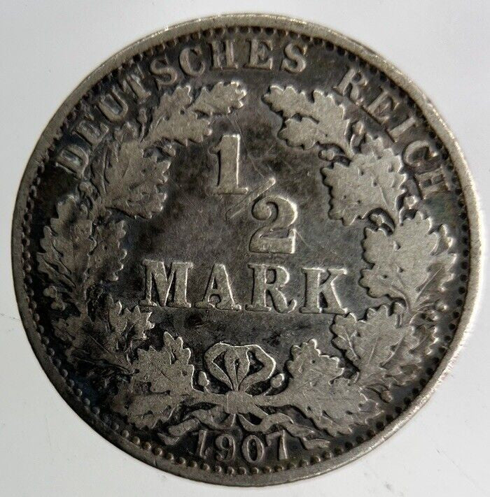 1907 Germany 1/2 Half Mark Silver Coin | Collectable Grade
