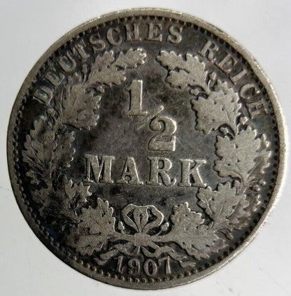 1907 Germany 1/2 Half Mark Silver Coin | Collectable Grade
