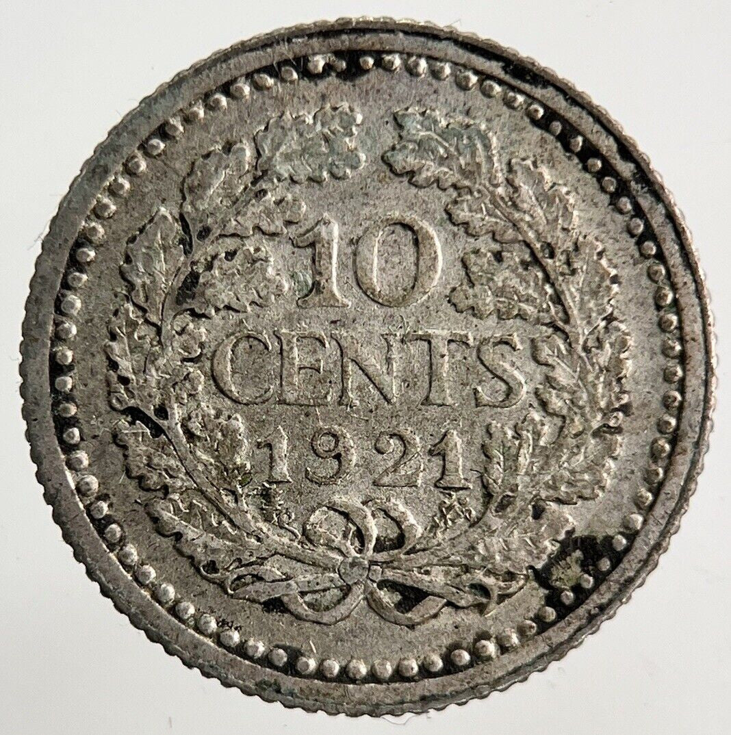 1921 Netherlands 10 Cents Silver Coin | Fine Collectable Grade