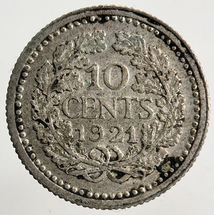 1921 Netherlands 10 Cents Silver Coin | Fine Collectable Grade