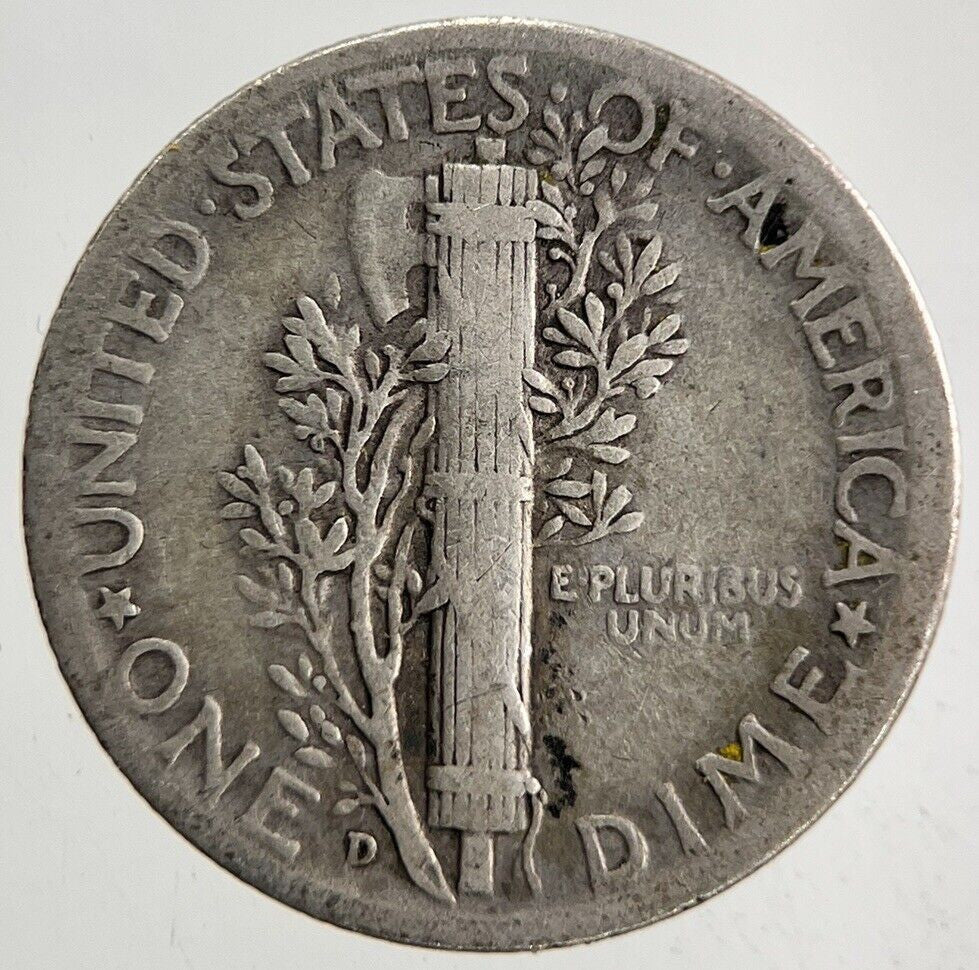 1937 - D US USA Mercury Dime Silver Coin | Fine Collectable Grade