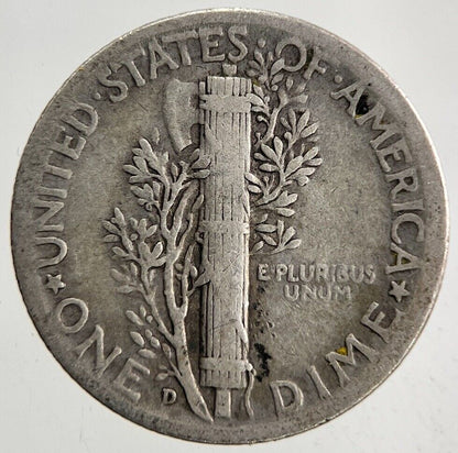1937 - D US USA Mercury Dime Silver Coin | Fine Collectable Grade