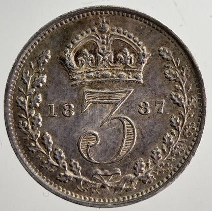 1887 Victoria Threepence Silver Coin | Very Fine Grade | a8598