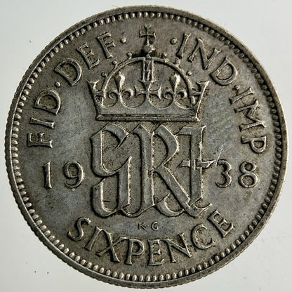 1938 George VI Sixpence Silver Coin | Fine Collectable Grade