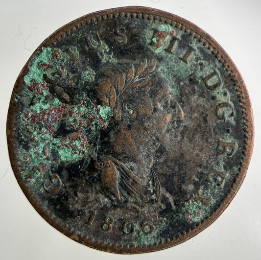 1806 George III 3rd Half-Penny Coin | Fine Collectable Grade