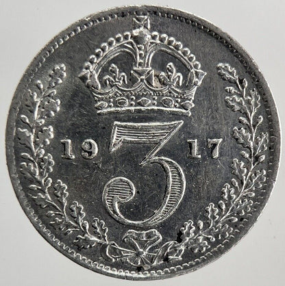 1917 George V Threepence Silver Coin | Very High Grade