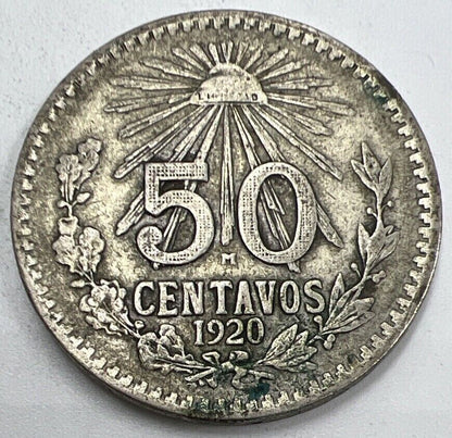 1920 - M 50 Centavos Mexico Silver Coin | Fine Collectable Grade | a1404