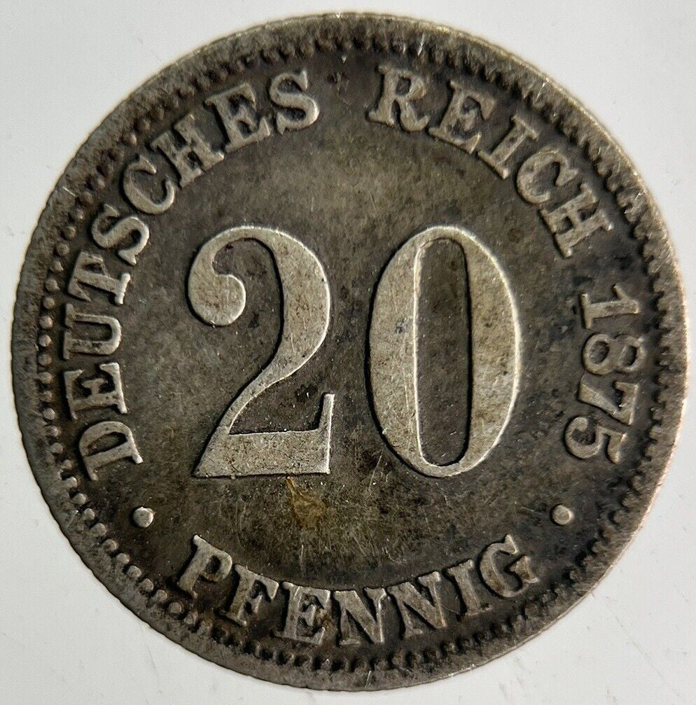 1875 Germany 20 Pfennig Silver Coin | Collectable Grade
