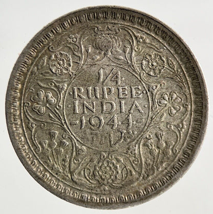 1944 India 1/4 Quarter Rupee Silver Coin | Fine Collectable Grade