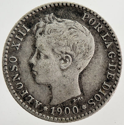1900 Spain 50 Cent Silver Coin | Fine Collectable Grade | a6191