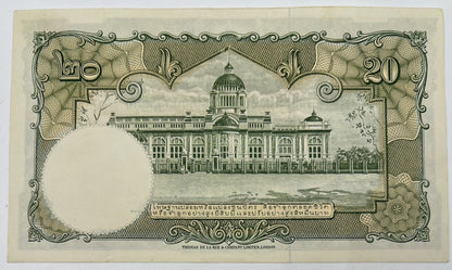 Old Vintage Rama XI Thailand 20 Baht Banknote | Collectable Grade